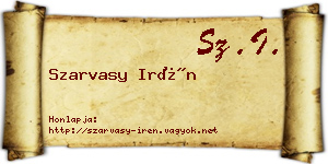 Szarvasy Irén névjegykártya